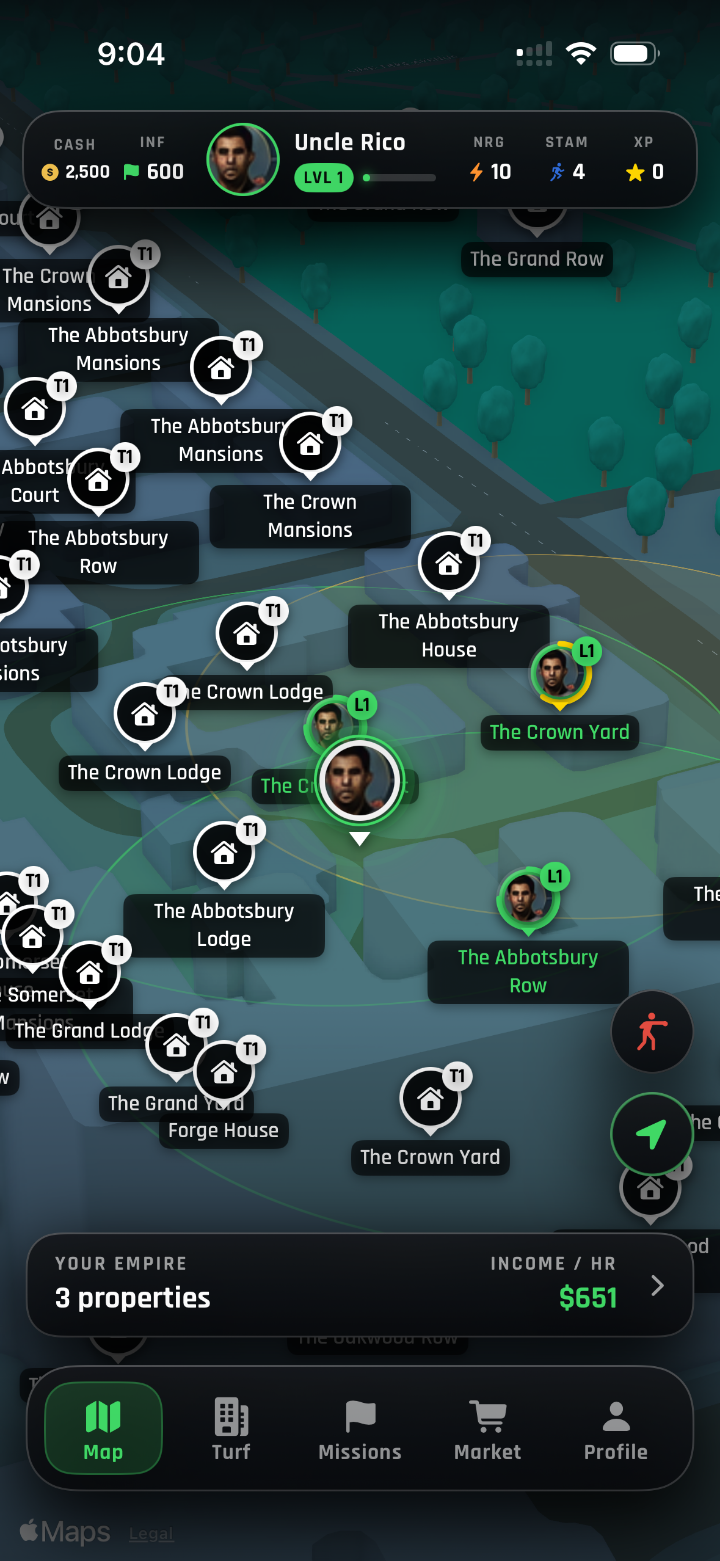The live map with claimable pins